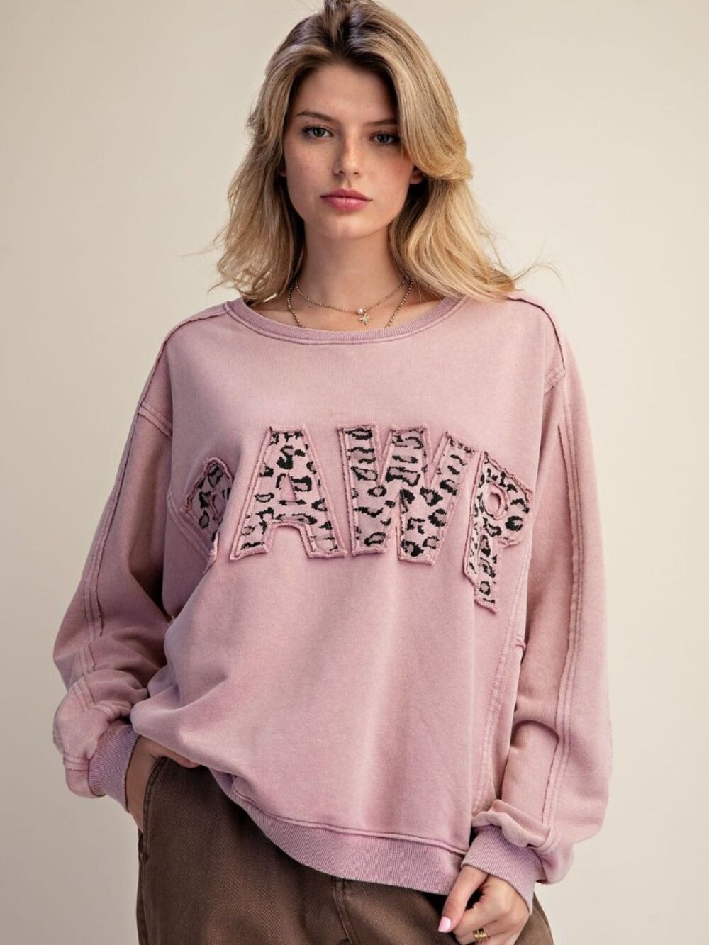 NEW IN - EASEL RAWR Patch Washed Terry Pullover in Dried Rose